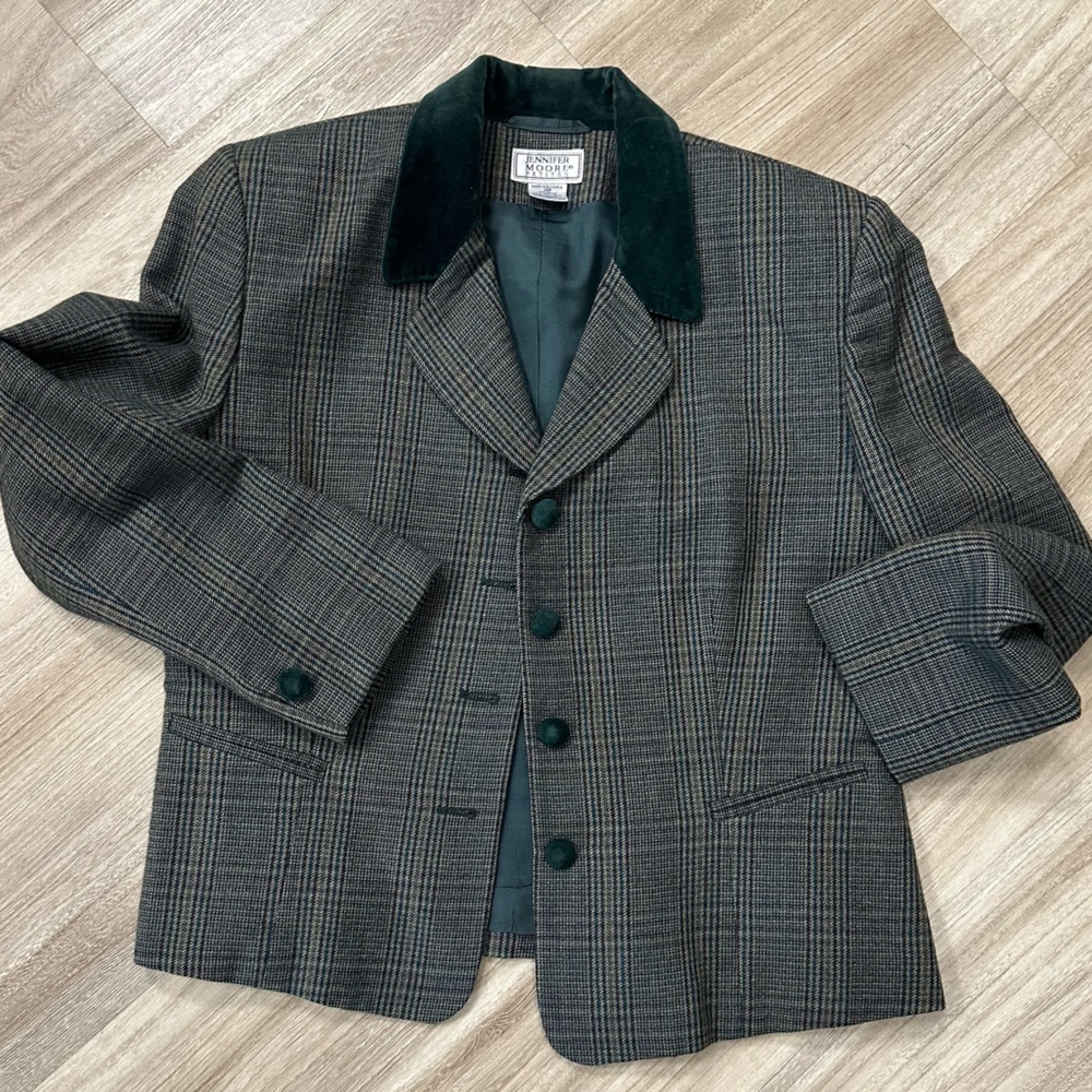 Pendleton Green Plaid Jacket with Velvet Collar